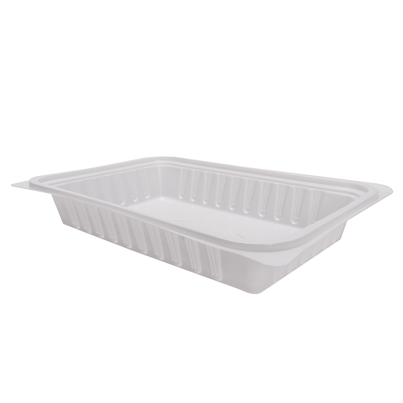 Caja de comida rápida cuadrada y negra con tapa BOPS